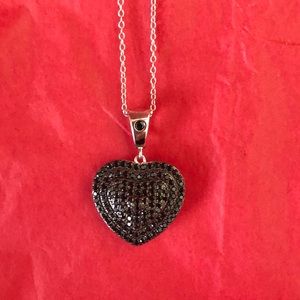 Black Spinel Rhodium over silver heart